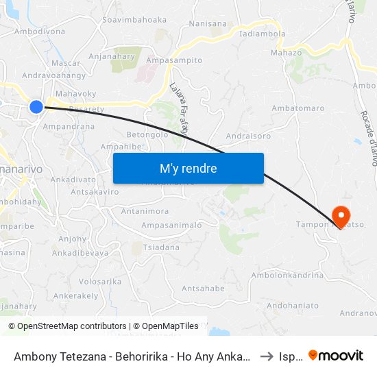 Ambony Tetezana - Behoririka - Ho Any Ankadifotsy to Ispm map