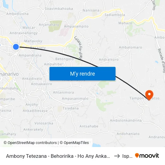 Ambony Tetezana - Behoririka - Ho Any Ankadifotsy to Ispm map
