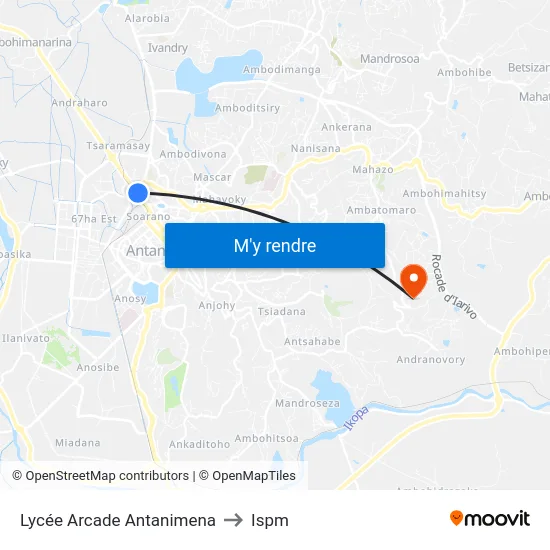 Lycée Arcade Antanimena to Ispm map