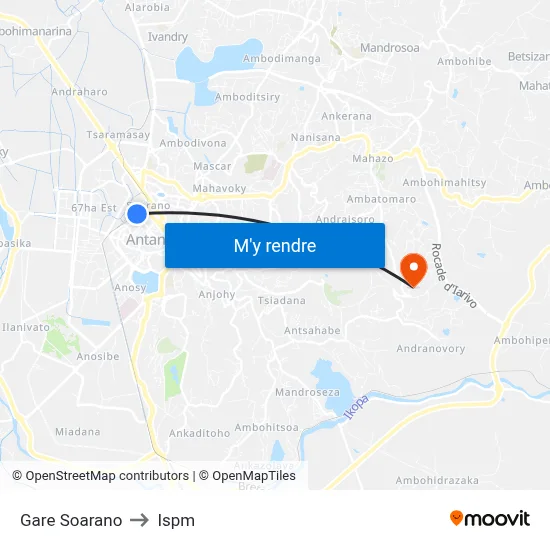 Gare Soarano to Ispm map
