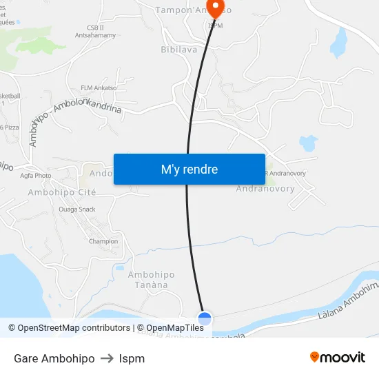 Gare Ambohipo to Ispm map