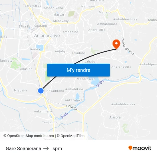 Gare Soanierana to Ispm map