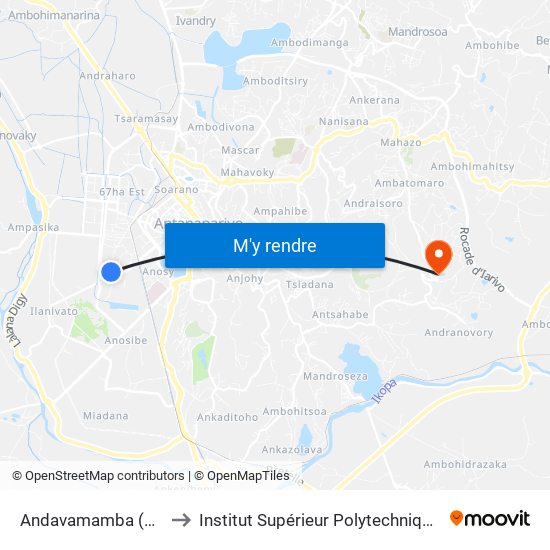 Andavamamba (Vers Anosy) to Institut Supérieur Polytechnique De Madagascar map