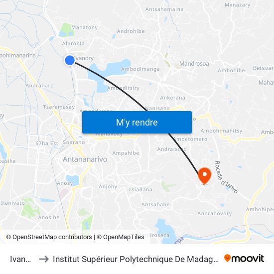 Ivandry to Institut Supérieur Polytechnique De Madagascar map