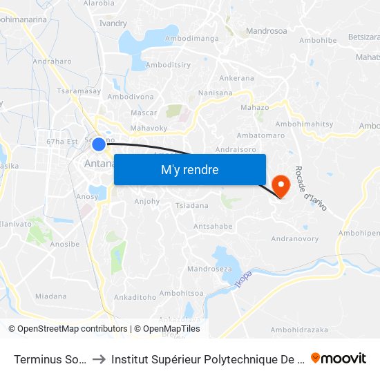 Terminus Soarano to Institut Supérieur Polytechnique De Madagascar map