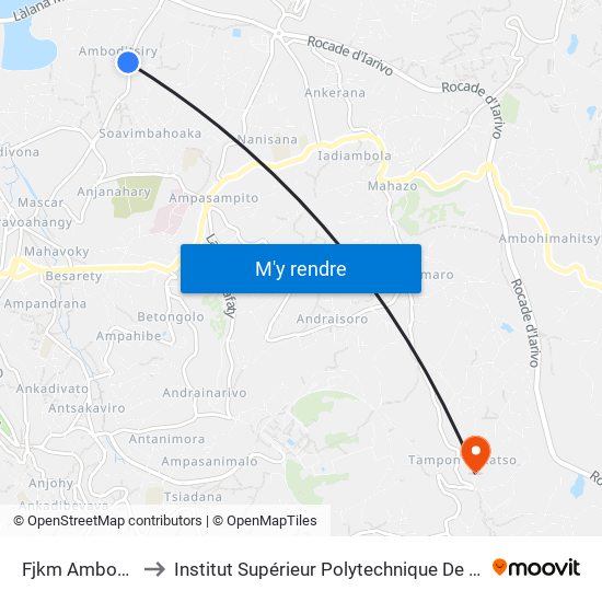 Fjkm Amboditsiry to Institut Supérieur Polytechnique De Madagascar map