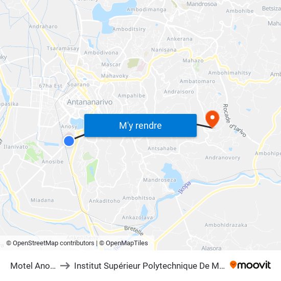 Motel Anosibe to Institut Supérieur Polytechnique De Madagascar map