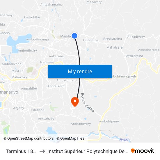Terminus 183/136 to Institut Supérieur Polytechnique De Madagascar map