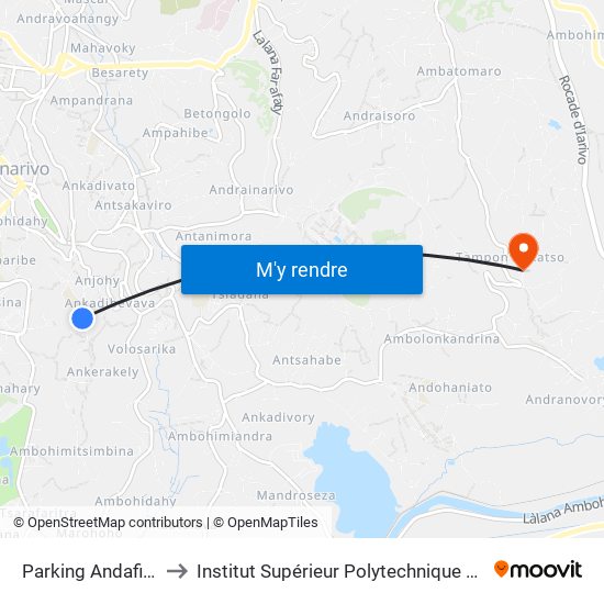 Parking Andafiavaratra to Institut Supérieur Polytechnique De Madagascar map