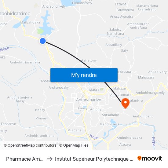 Pharmacie Ambohibao to Institut Supérieur Polytechnique De Madagascar map