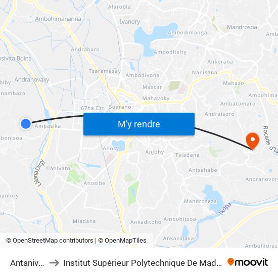 Antanivory to Institut Supérieur Polytechnique De Madagascar map