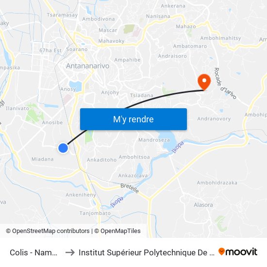 Colis - Namontana to Institut Supérieur Polytechnique De Madagascar map