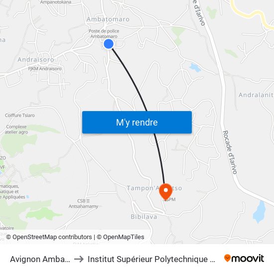 Avignon Ambatomaro to Institut Supérieur Polytechnique De Madagascar map