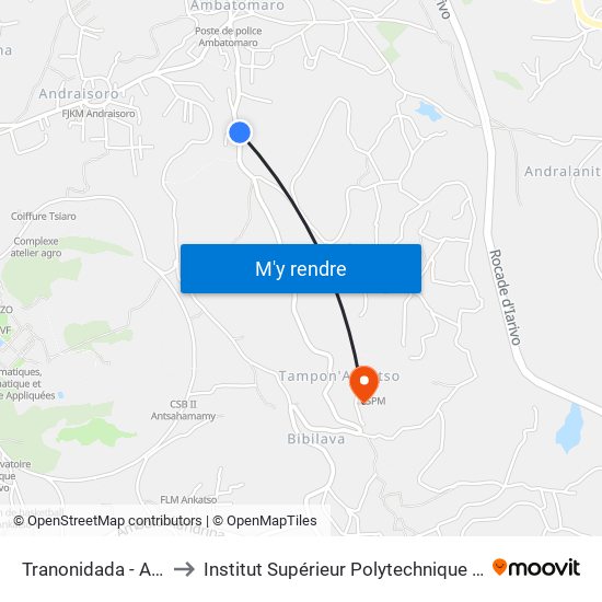 Tranonidada - Antsobolo to Institut Supérieur Polytechnique De Madagascar map