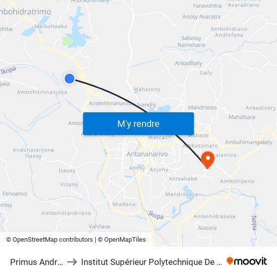 Primus Andranoro to Institut Supérieur Polytechnique De Madagascar map