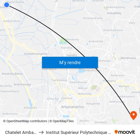 Chatelet Ambatolampy to Institut Supérieur Polytechnique De Madagascar map