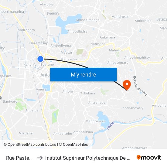 Rue Pasteur, 22 to Institut Supérieur Polytechnique De Madagascar map