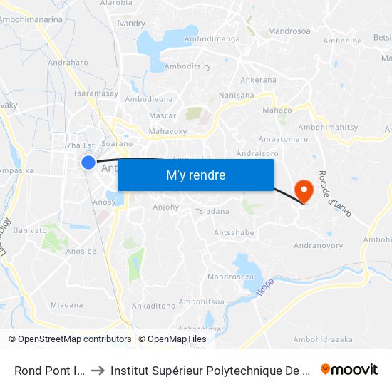 Rond Pont Isotry to Institut Supérieur Polytechnique De Madagascar map