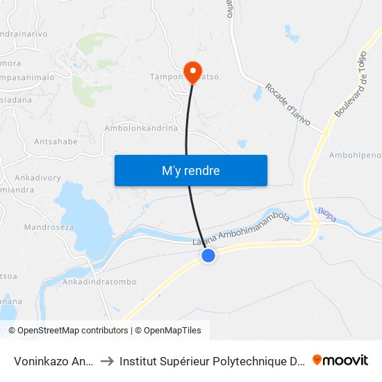 Voninkazo Ankazobe to Institut Supérieur Polytechnique De Madagascar map