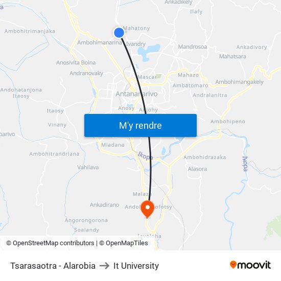 Tsarasaotra - Alarobia to It University map