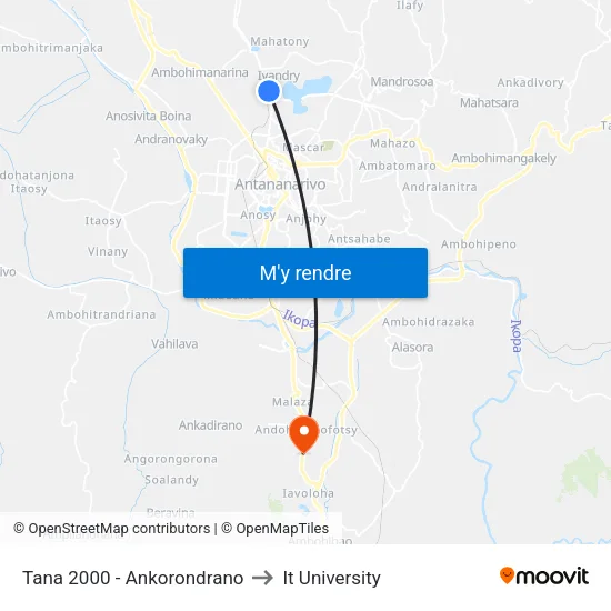 Tana 2000 - Ankorondrano to It University map