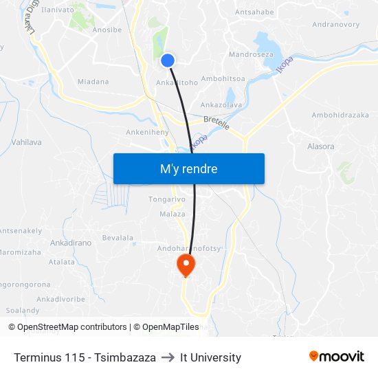 Terminus 115 - Tsimbazaza to It University map