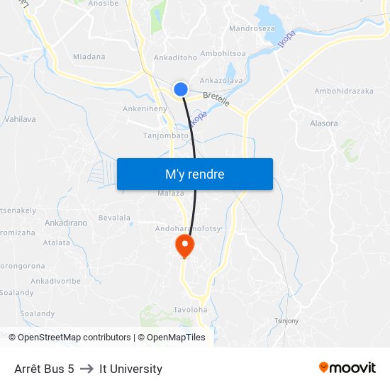 Arrêt Bus 5 to It University map