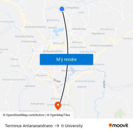 Terminus Antananandrano to It University map