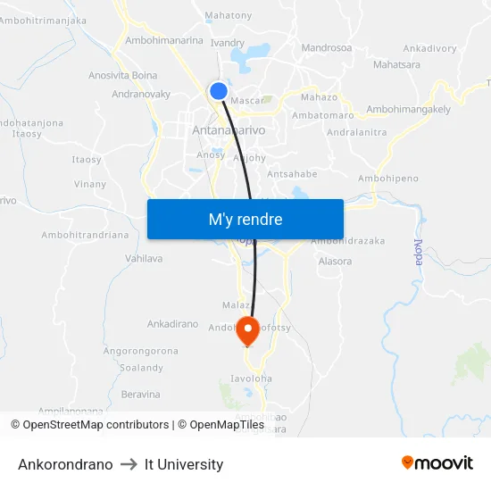 Ankorondrano to It University map