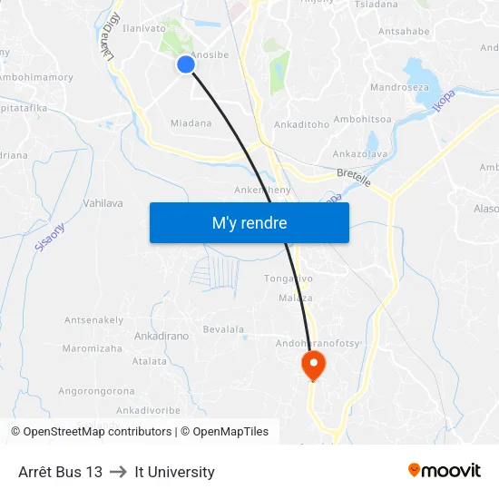 Arrêt Bus 13 to It University map