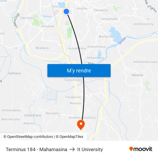 Terminus 184 - Mahamasina to It University map