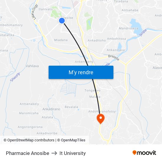 Pharmacie Anosibe to It University map