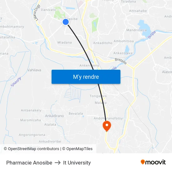 Pharmacie Anosibe to It University map