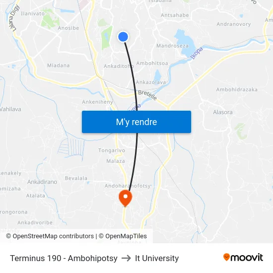 Terminus 190 - Ambohipotsy to It University map
