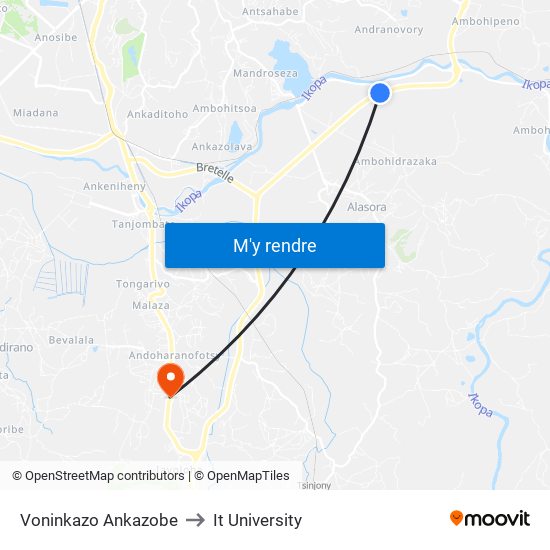 Voninkazo Ankazobe to It University map