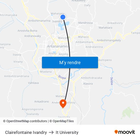 Clairefontaine Ivandry to It University map