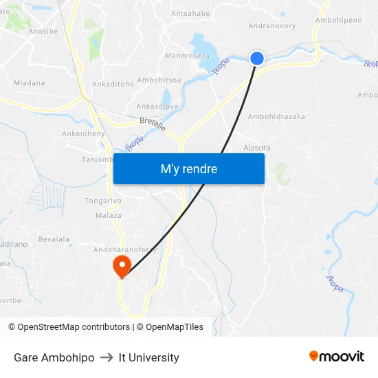 Gare Ambohipo to It University map