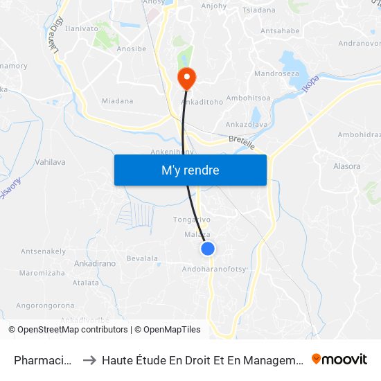 Pharmacie Rn7 to Haute Étude En Droit Et En Management (Hedm) map