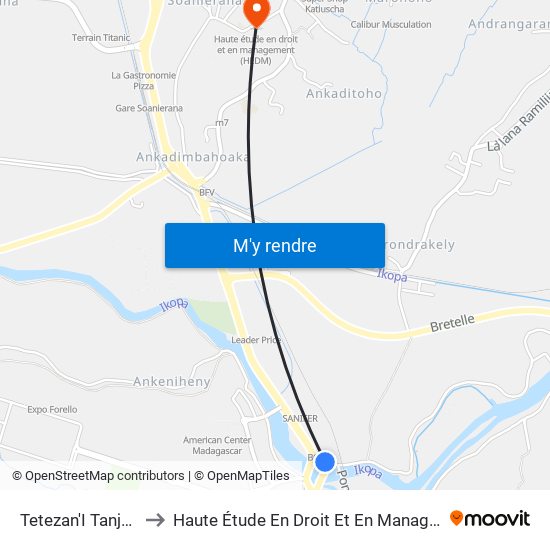 Tetezan'I Tanjombato to Haute Étude En Droit Et En Management (Hedm) map