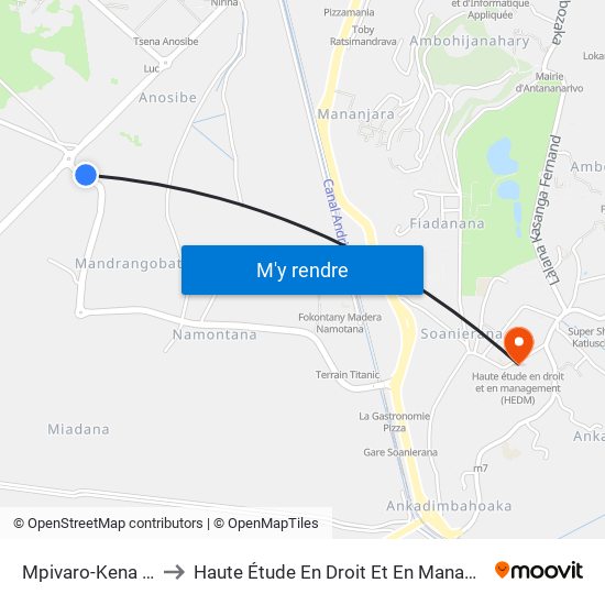 Mpivaro-Kena Nosybe to Haute Étude En Droit Et En Management (Hedm) map