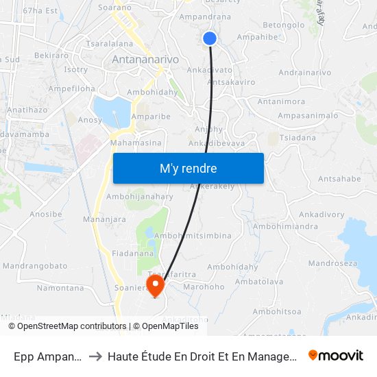 Epp Ampandrana to Haute Étude En Droit Et En Management (Hedm) map