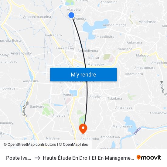 Poste Ivandry to Haute Étude En Droit Et En Management (Hedm) map