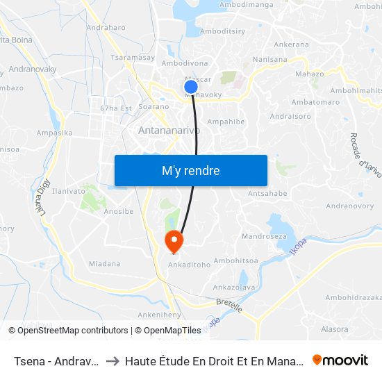 Tsena - Andravoahangy to Haute Étude En Droit Et En Management (Hedm) map