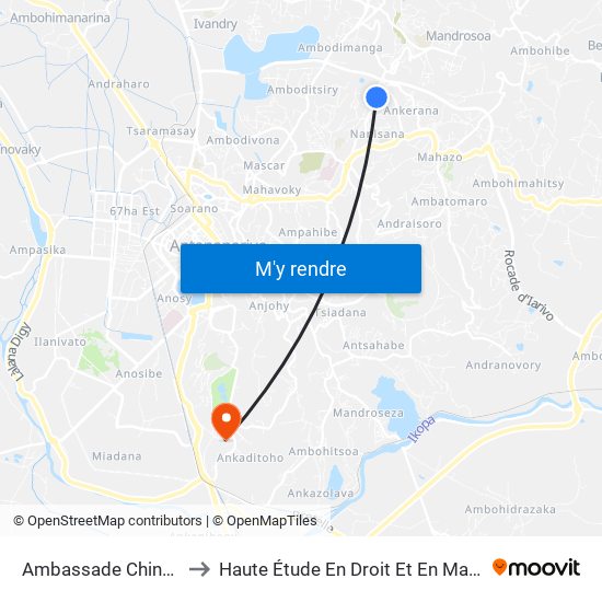 Ambassade Chine - Nanisana to Haute Étude En Droit Et En Management (Hedm) map