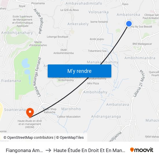 Fiangonana Ambatoroka to Haute Étude En Droit Et En Management (Hedm) map