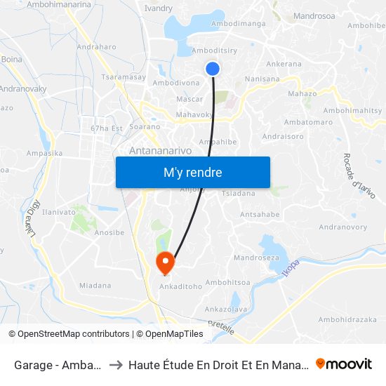 Garage - Ambatomainty to Haute Étude En Droit Et En Management (Hedm) map