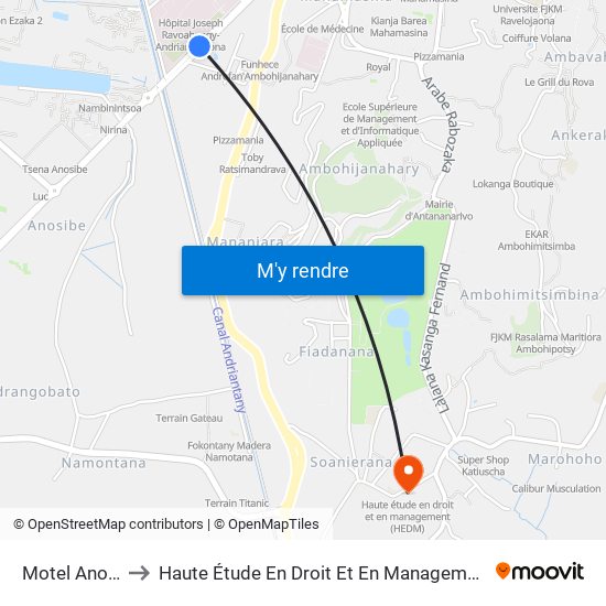 Motel Anosibe to Haute Étude En Droit Et En Management (Hedm) map