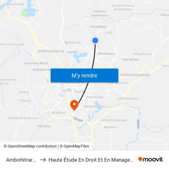 Ambohitrarahaba to Haute Étude En Droit Et En Management (Hedm) map