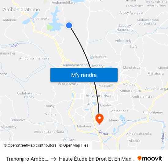 Tranonjiro Ambohijanahary to Haute Étude En Droit Et En Management (Hedm) map
