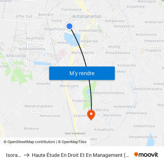 Isoraka to Haute Étude En Droit Et En Management (Hedm) map